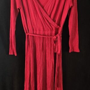 Ashley Stewart Vibrant Red Long Sleeve Dress